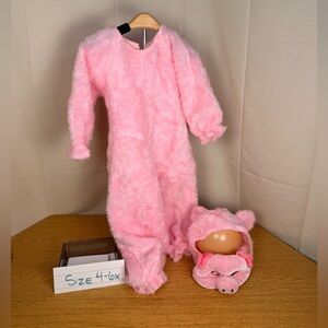 Pink Fuzzy Pig Costume with Pig Hood